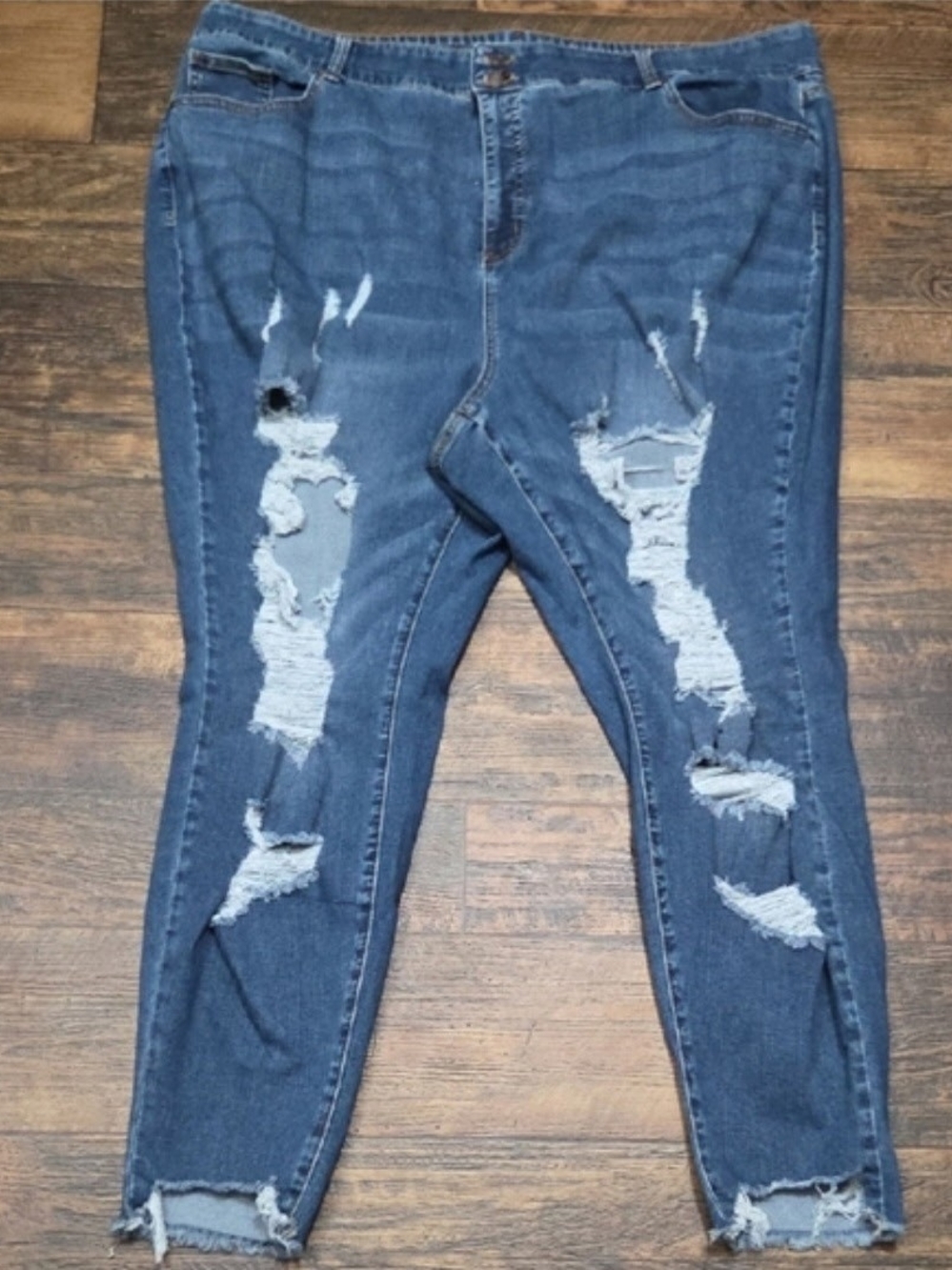 Fashion to Figure Distressed Dark Blue Skinny Jeans